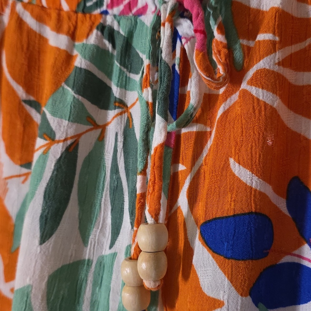 Colorful Leaf Print Maxi Pants - Picture 3 of 7